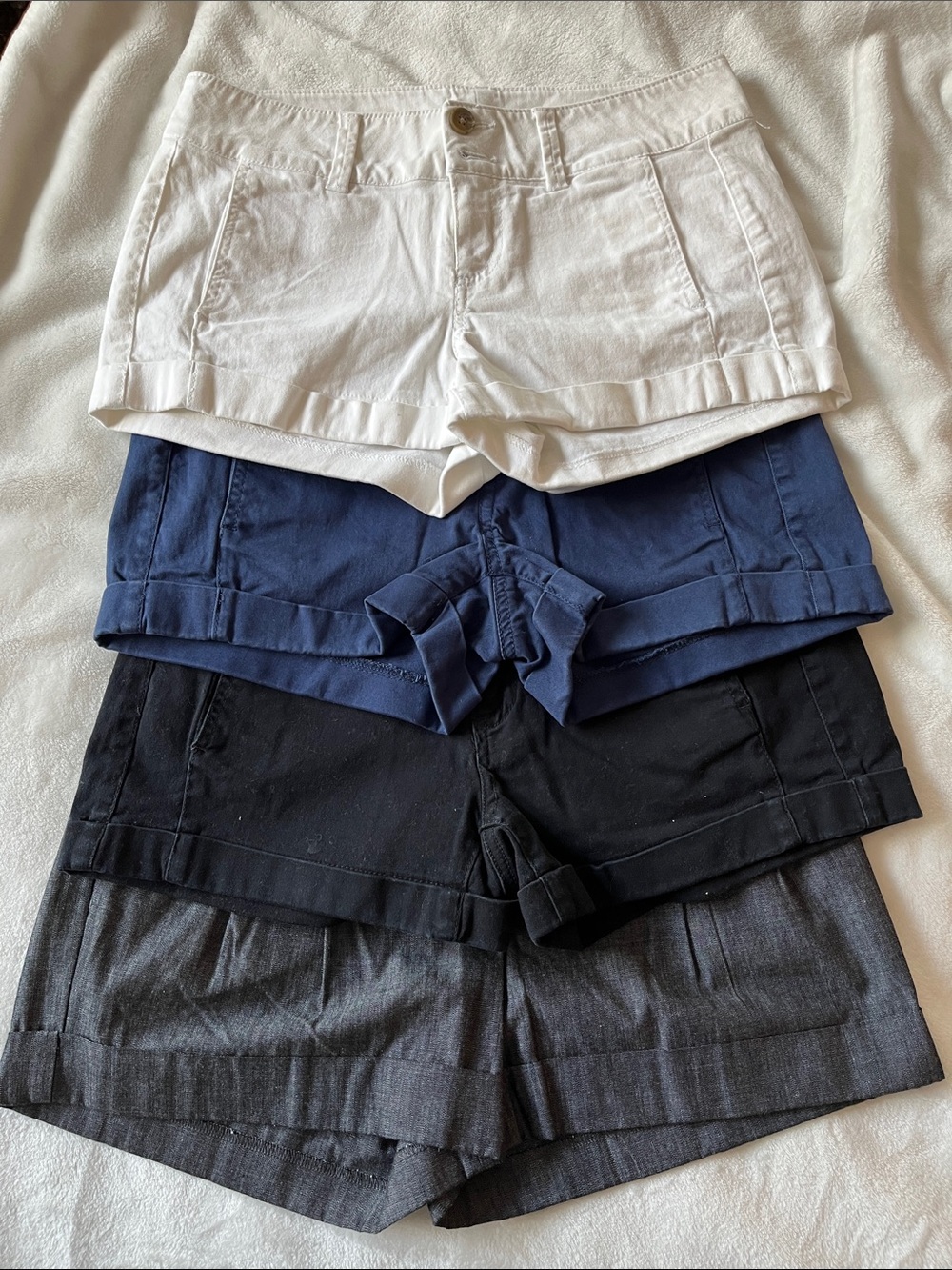 Express Women's Casual Cuffed Shorts - White, Navy, Black, Gray